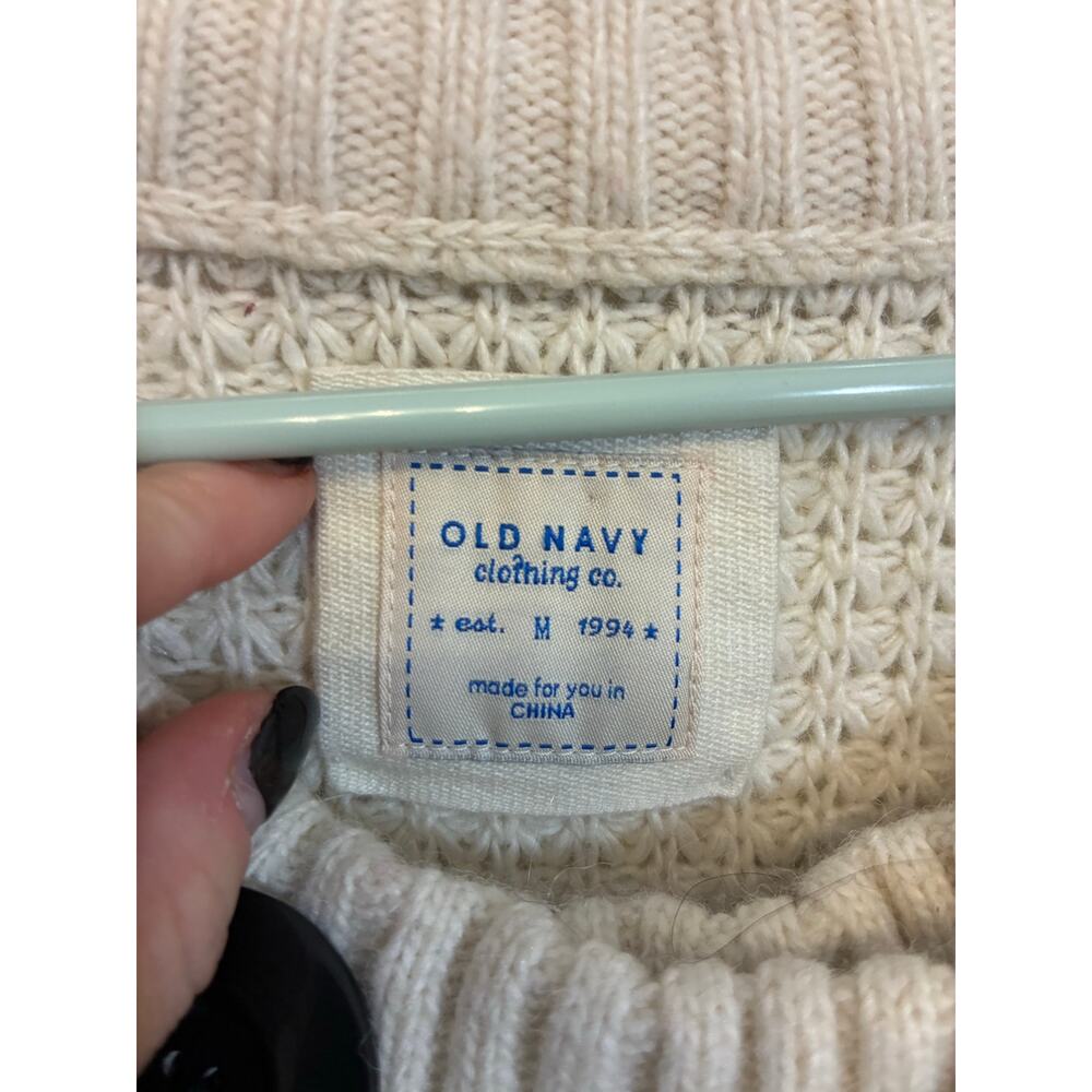 Old Navy Wool Blend Double Breasted Knit Cardigan Sweater Women's Medium Cream - Picture 4 of 6